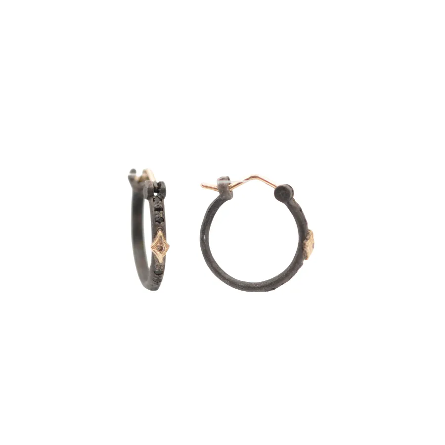 13MM BLACK HUGGIE HOOP EARRINGS