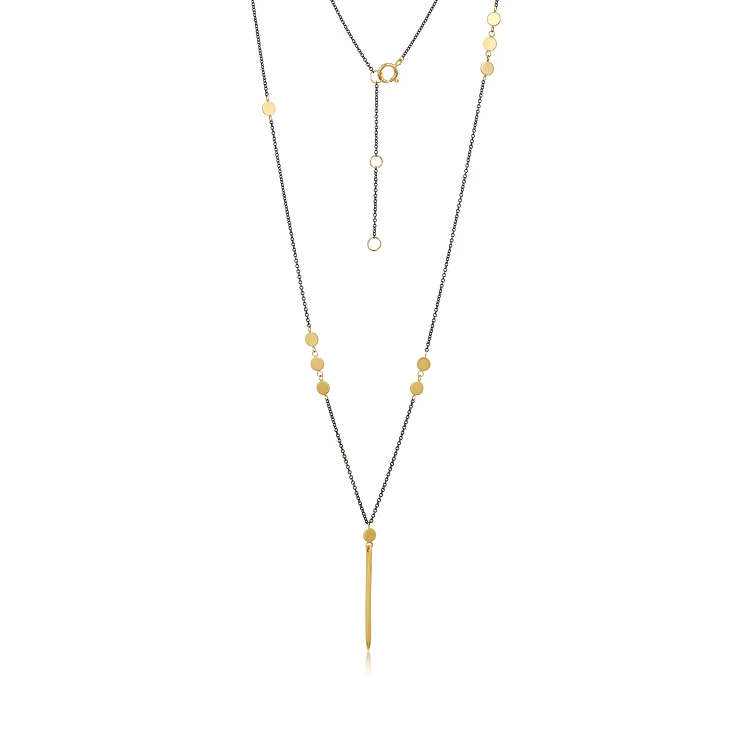 14k Coin Oxidized Silver Necklace