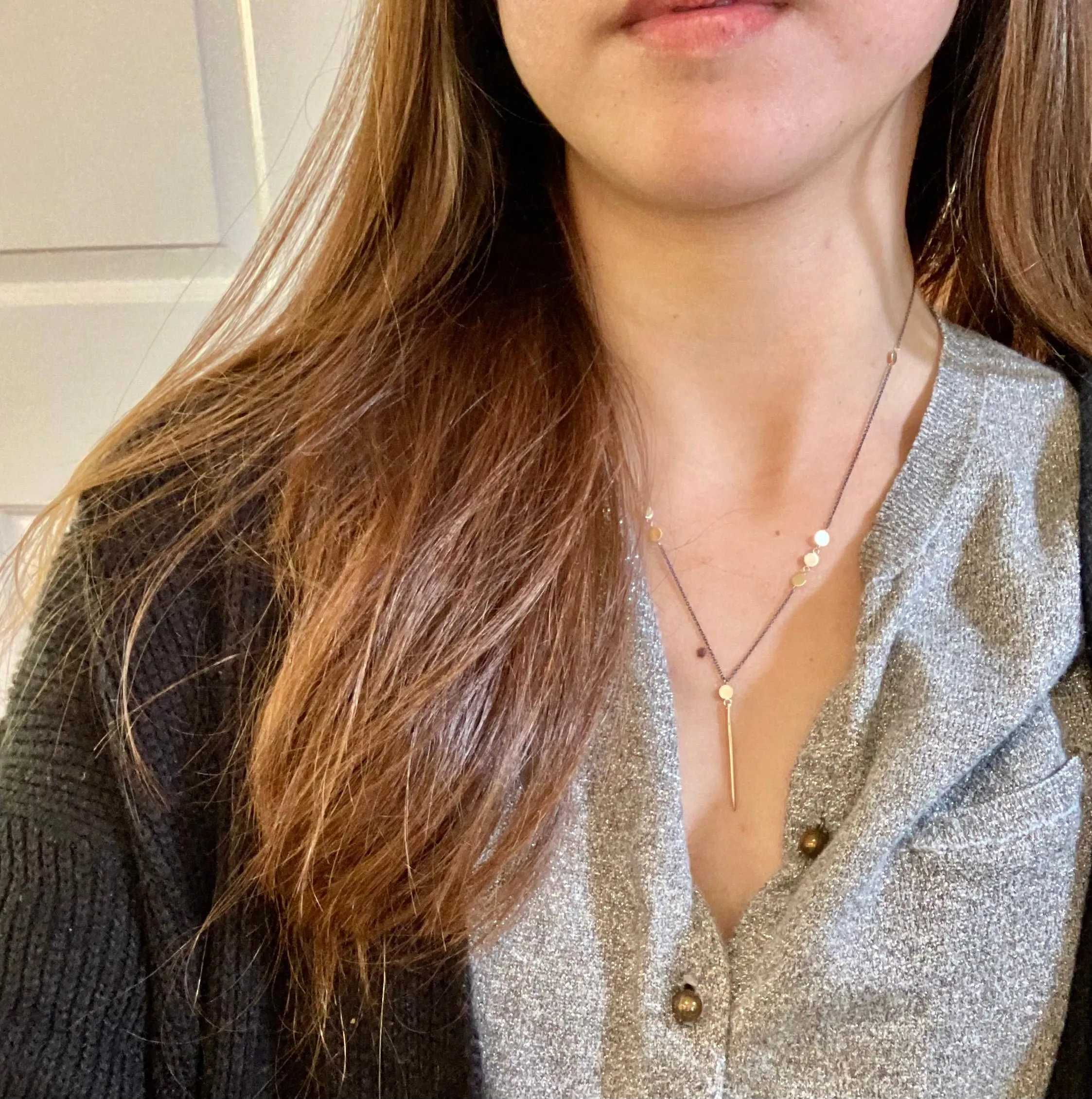 14k Coin Oxidized Silver Necklace