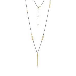 14k Coin Oxidized Silver Necklace