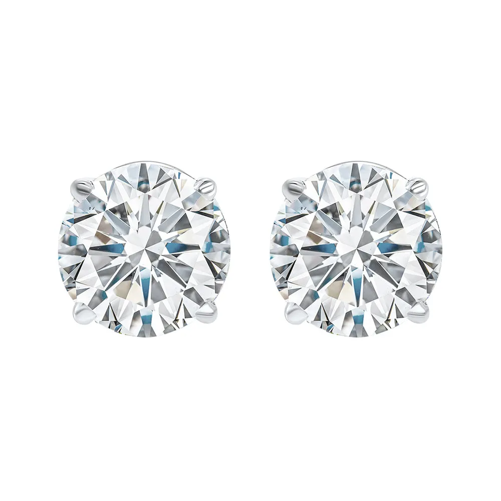 14KT White Gold & Diamond Classic Book Round Stud Earrings  - 1-1/2 ctw