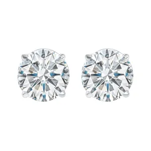 14KT White Gold & Diamond Classic Book Round Stud Earrings  - 1-1/2 ctw