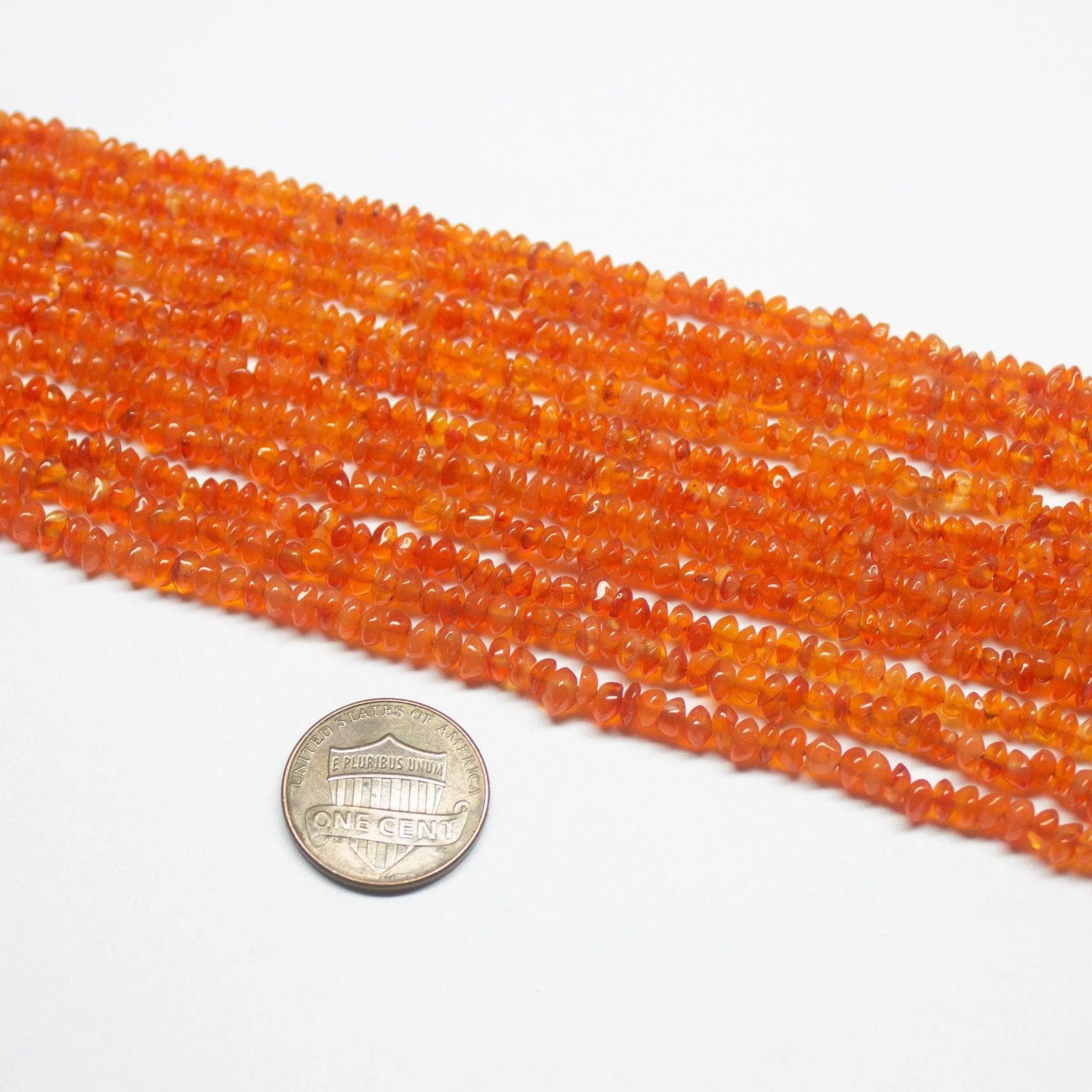 3 Strand Natural Orange Carnelian Smooth Rondelle Gemstone Loose Beads 3-4mm 14"