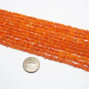 3 Strand Natural Orange Carnelian Smooth Rondelle Gemstone Loose Beads 3-4mm 14"