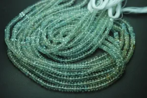 3X14 Inch Strand,Super Finest,Aquamarine Smooth Polished Rondells, Size 3.5-4mm