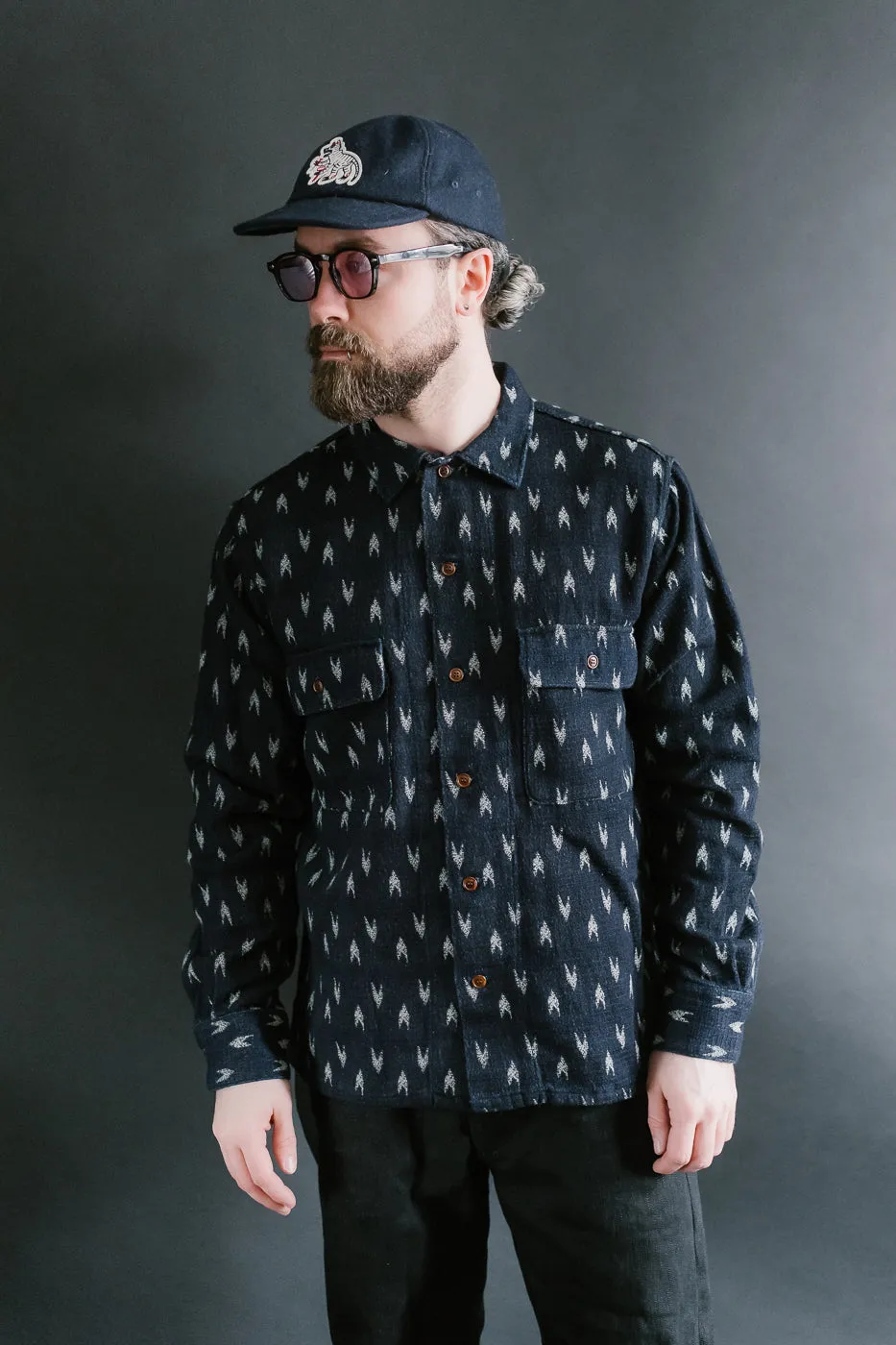 5712 - "Arrow Kasuri" Sashiko Shirt - Indigo