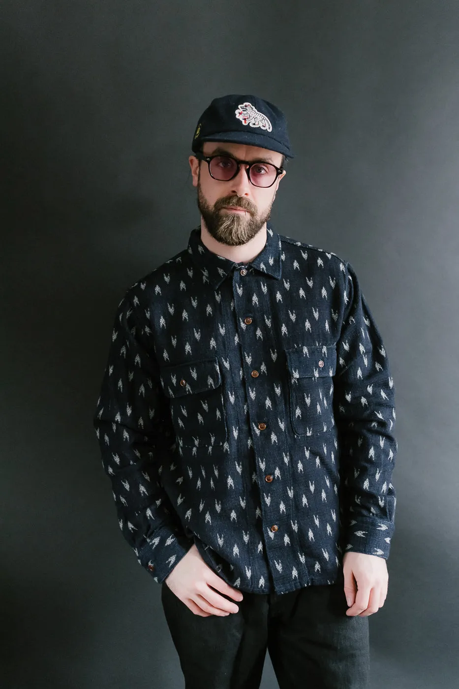 5712 - "Arrow Kasuri" Sashiko Shirt - Indigo