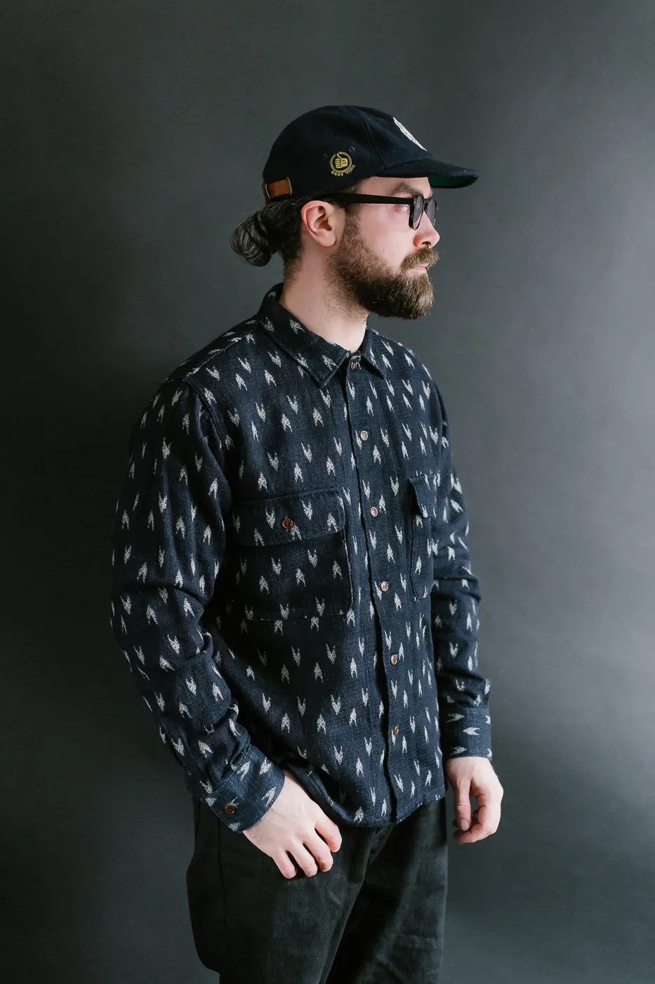 5712 - "Arrow Kasuri" Sashiko Shirt - Indigo