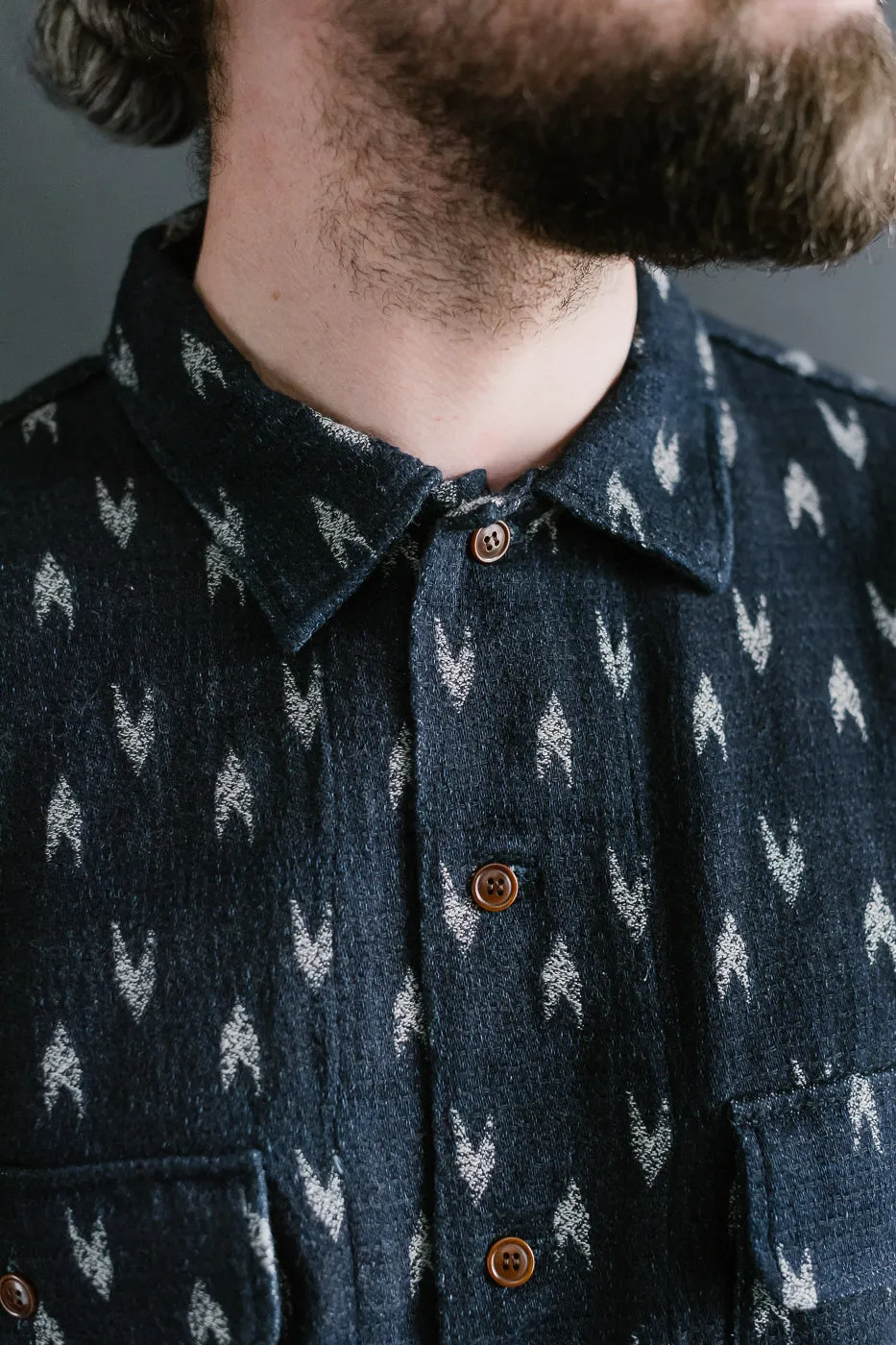 5712 - "Arrow Kasuri" Sashiko Shirt - Indigo