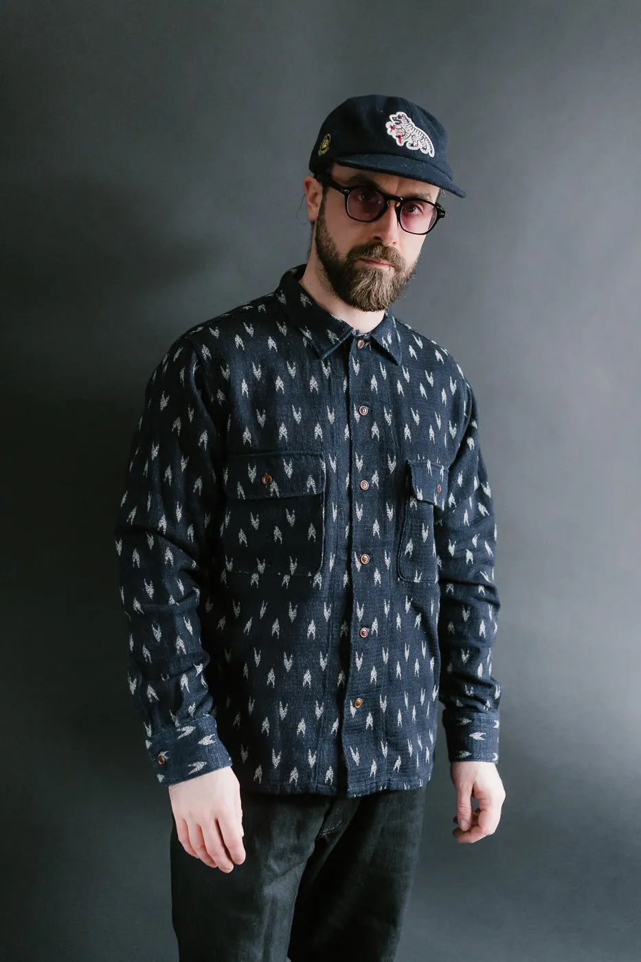 5712 - "Arrow Kasuri" Sashiko Shirt - Indigo