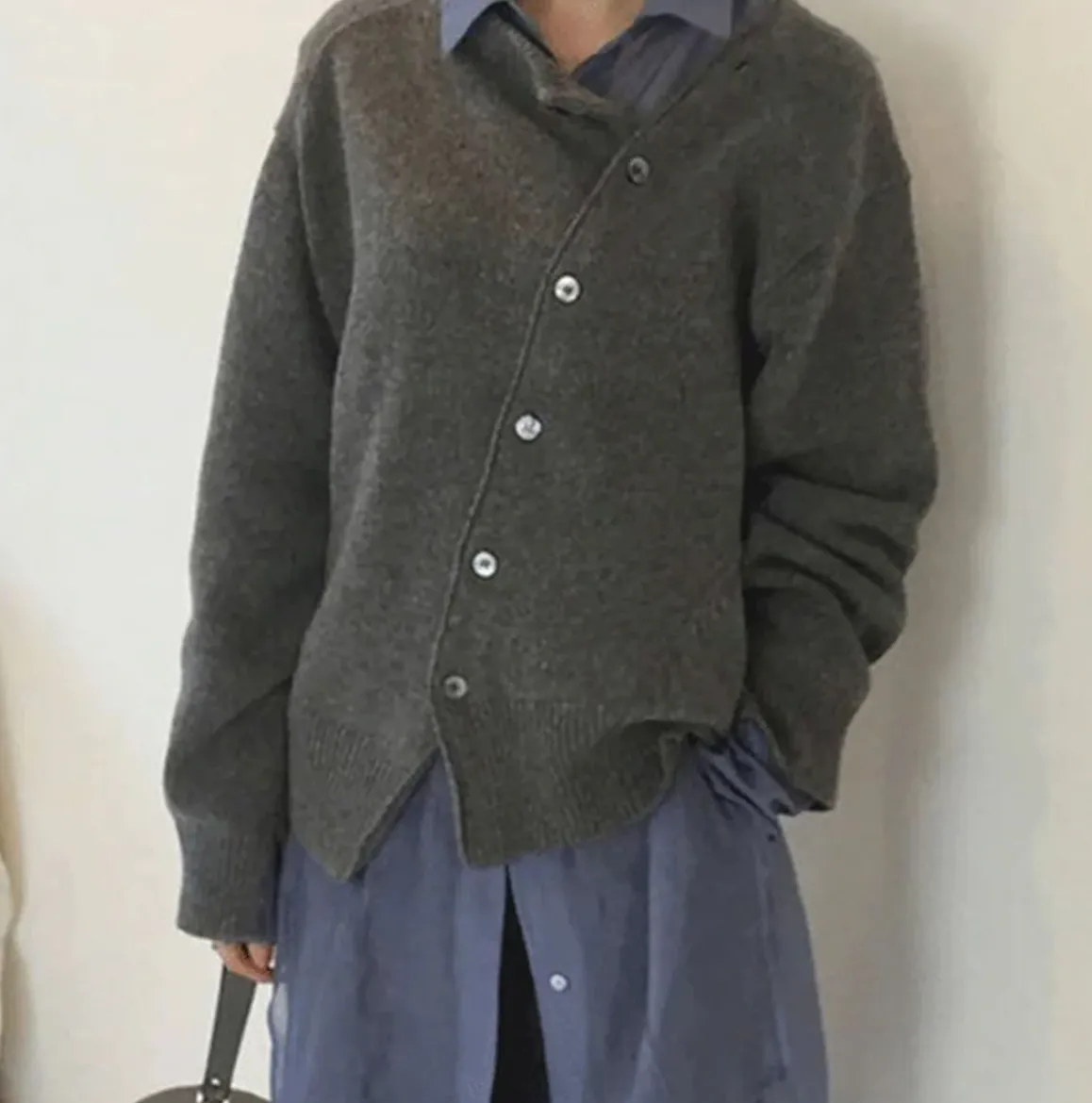 Adela® | Soft cashmere cardigan with diagonal button closure