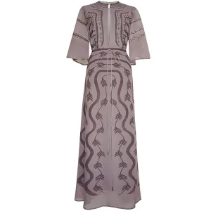 Aire Hollow Out Draw String Gathered Waist Slim Long Dress