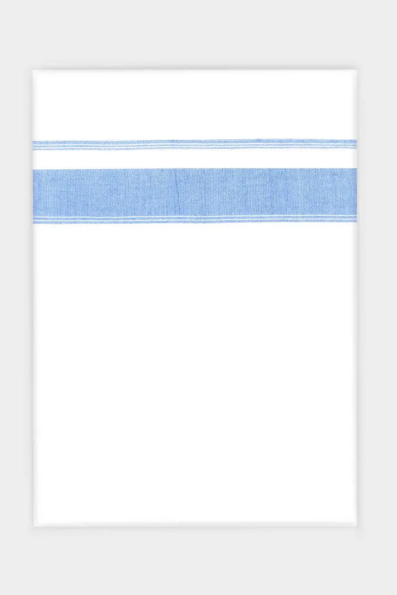 Alvin Avatar  - Light Blue Smooth Cotton Double Layered Dhoti With Fancy Borders | Uathayam