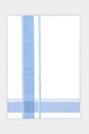 Alvin Avatar  - Light Blue Smooth Cotton Double Layered Dhoti With Fancy Borders | Uathayam