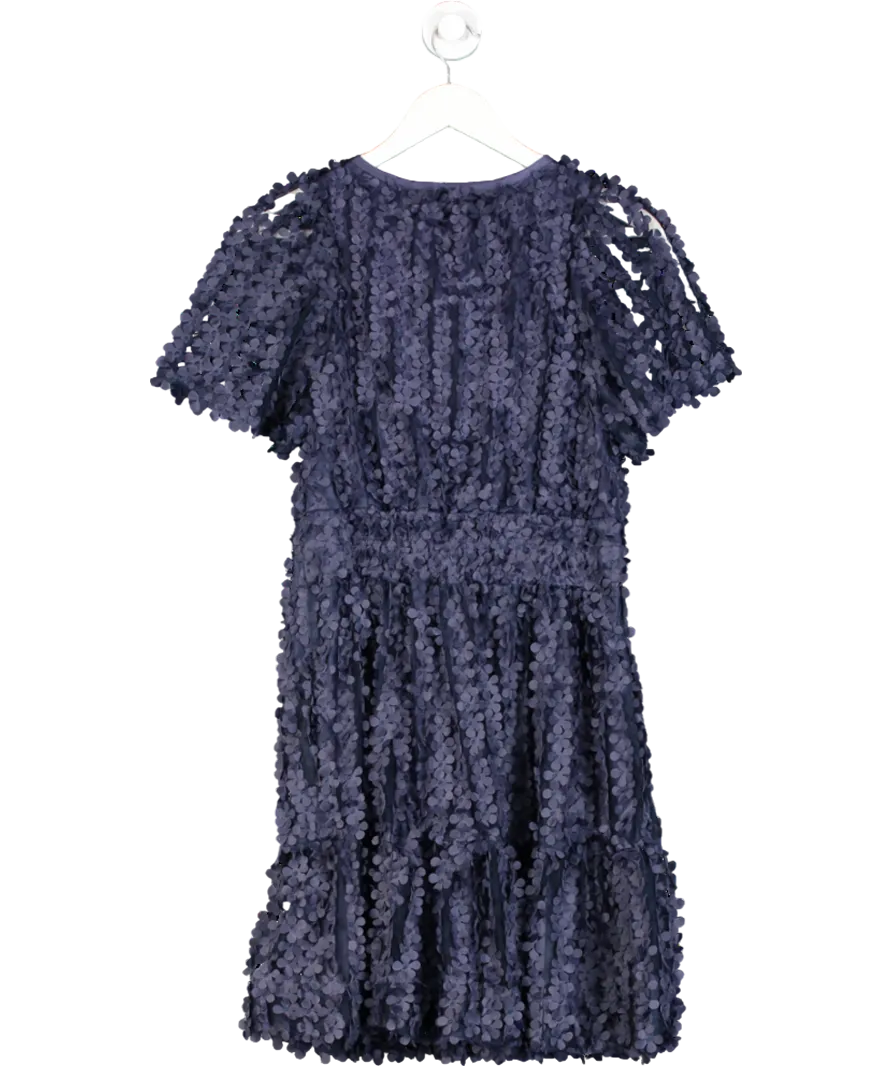Anthropologie Blue The Somerset Mini Dress: Floral Appliqué Edition UK M