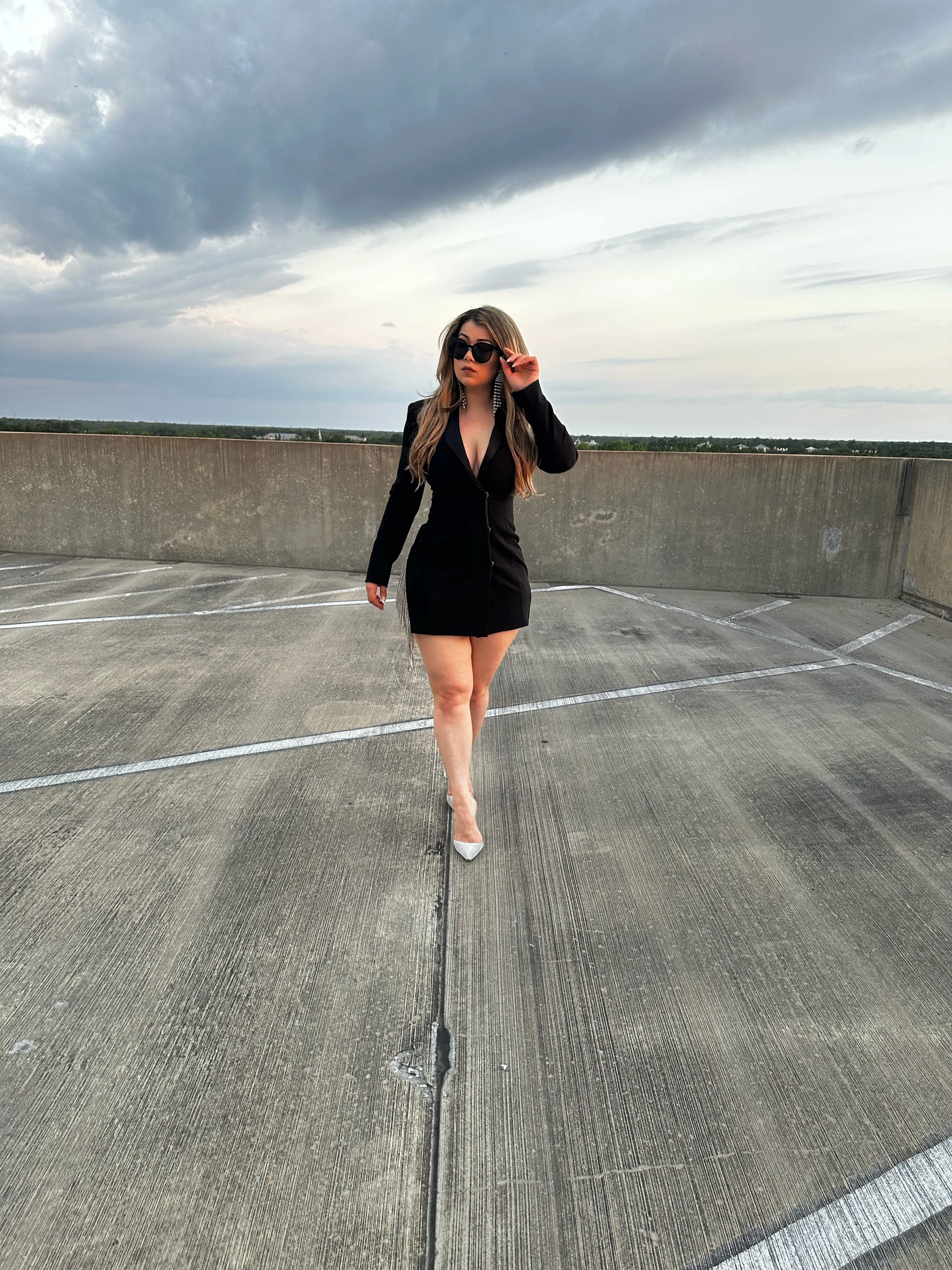 Arla Long Sleeve Rhinestone Blazer Dress