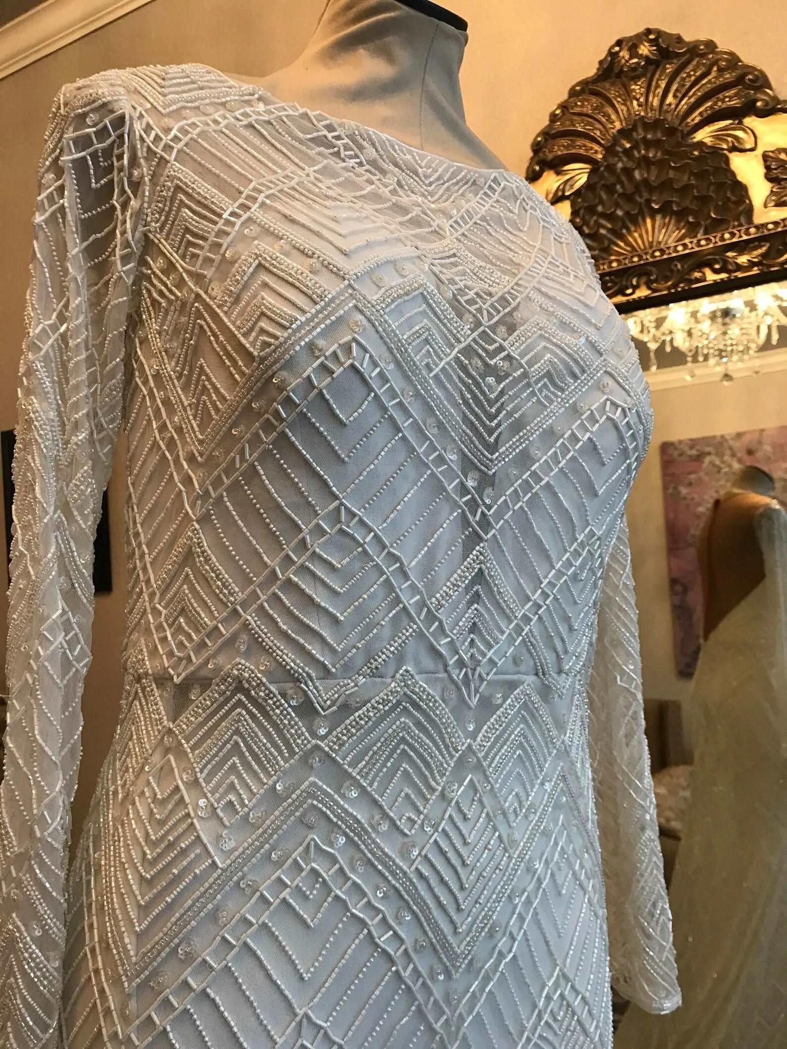 Art Deco Fully Beaded Fit & Flare Wedding Dress | Melody