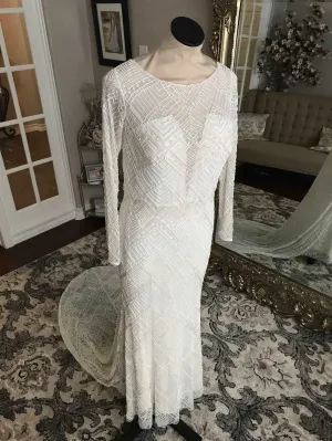 Art Deco Fully Beaded Fit & Flare Wedding Dress | Melody