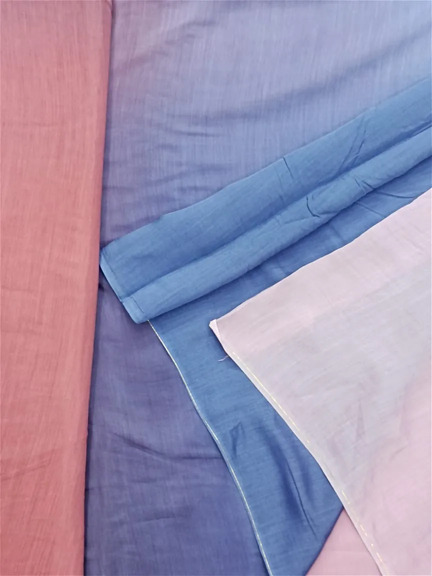 Artisanal Hand Dyed Soft Modal Muslin Mul Silk Ombre Shaded Fabric
