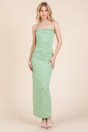 Asymmetry Ruched Double Layered Maxi Dress