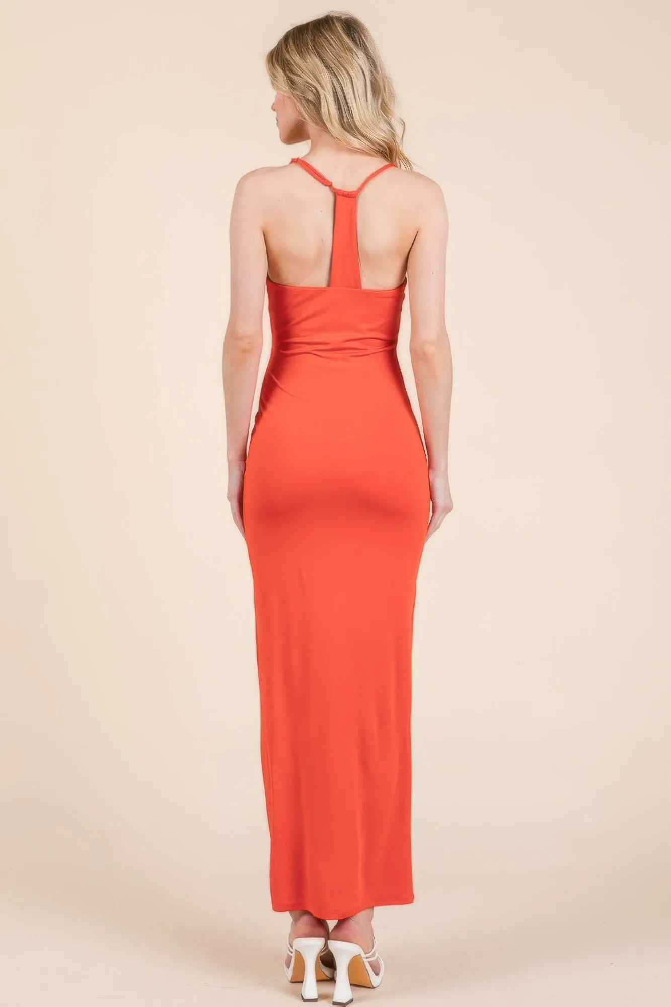 Asymmetry Ruched Double Layered Maxi Dress