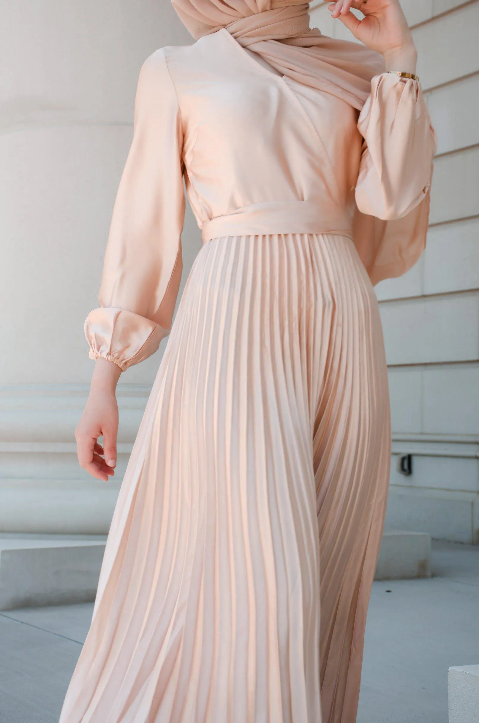 Ayla Pleated Satin Gown - Sunlight Gold