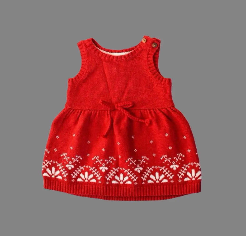 BABY GIRL SIZE 3 MONTHS - CARTER'S, Soft Cotton, Knit Winter Dress EUC B15