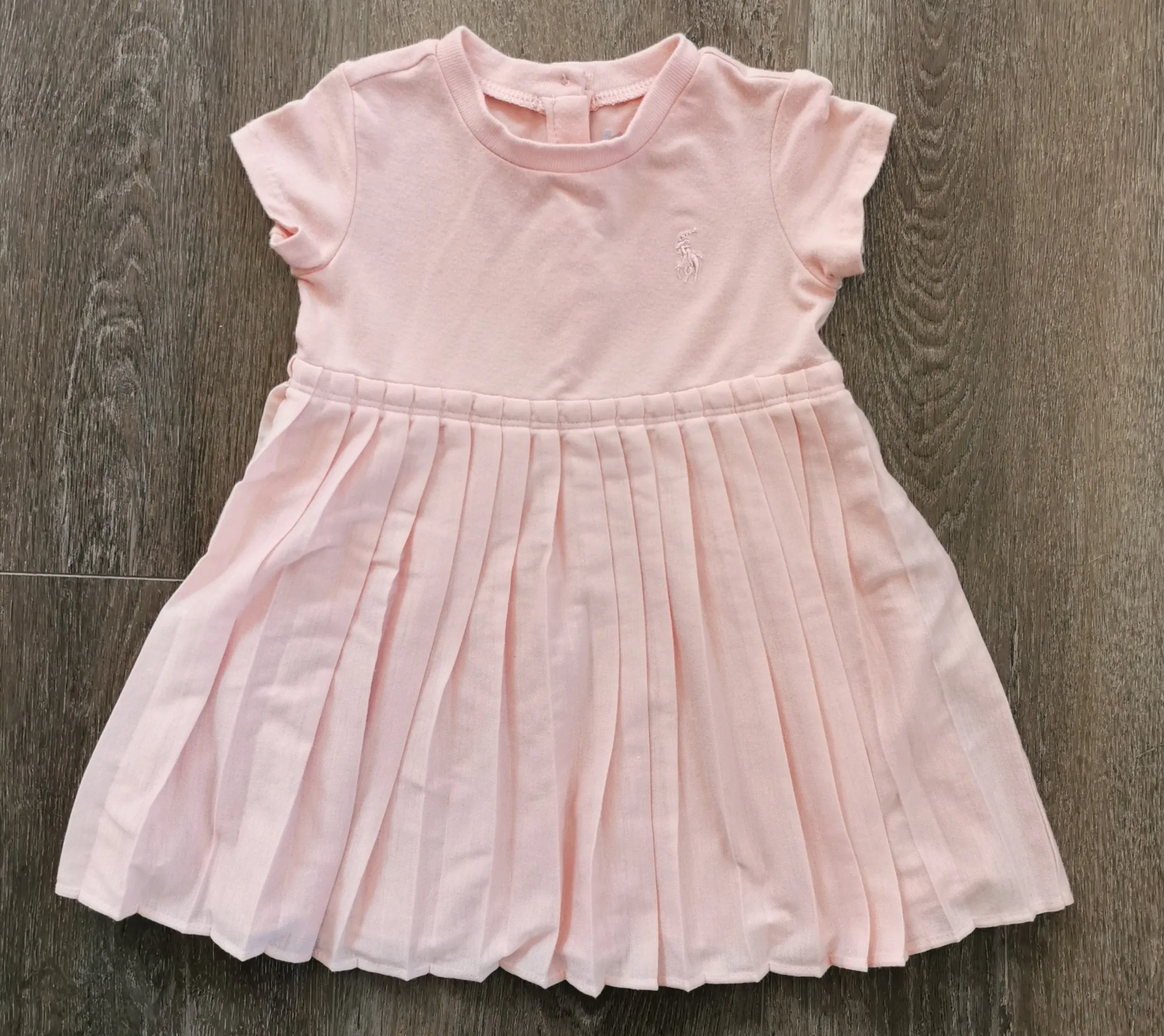 BABY GIRL SIZE 6 MONTHS - RALPH LAUREN Baby Pink, Soft Pleated Dress EUC B38