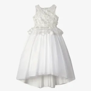 BADGLEY MISCHKA Girl's White 3D Flower Pelpum Maxi Dress #48352800 NWT