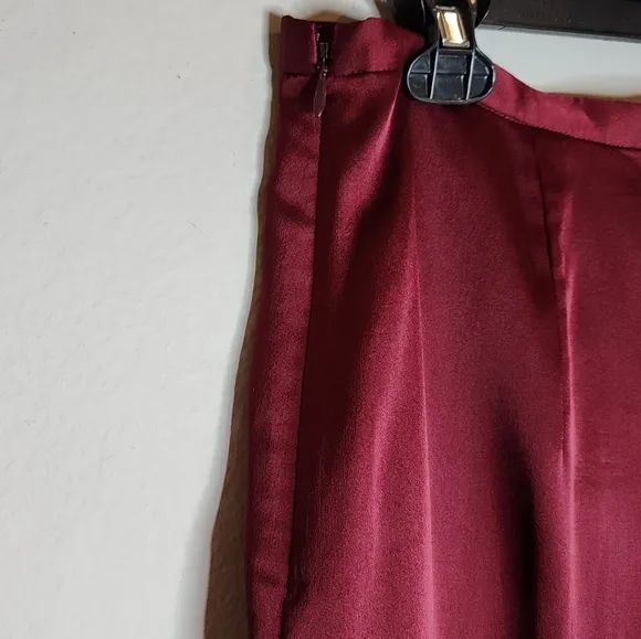 Banana Republic Olivia Palermo Maroon Red Satin Asymmetrical Skirt Size 10