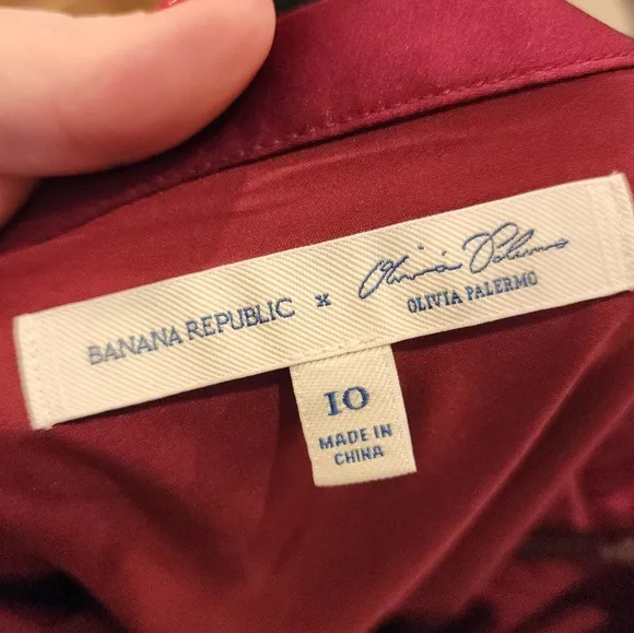 Banana Republic Olivia Palermo Maroon Red Satin Asymmetrical Skirt Size 10