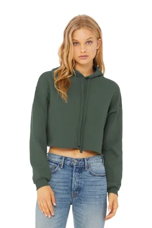 BELLA CANVAS  Women's Sponge Fleece Cropped Fleece Hoodie. BC7502 Military Green