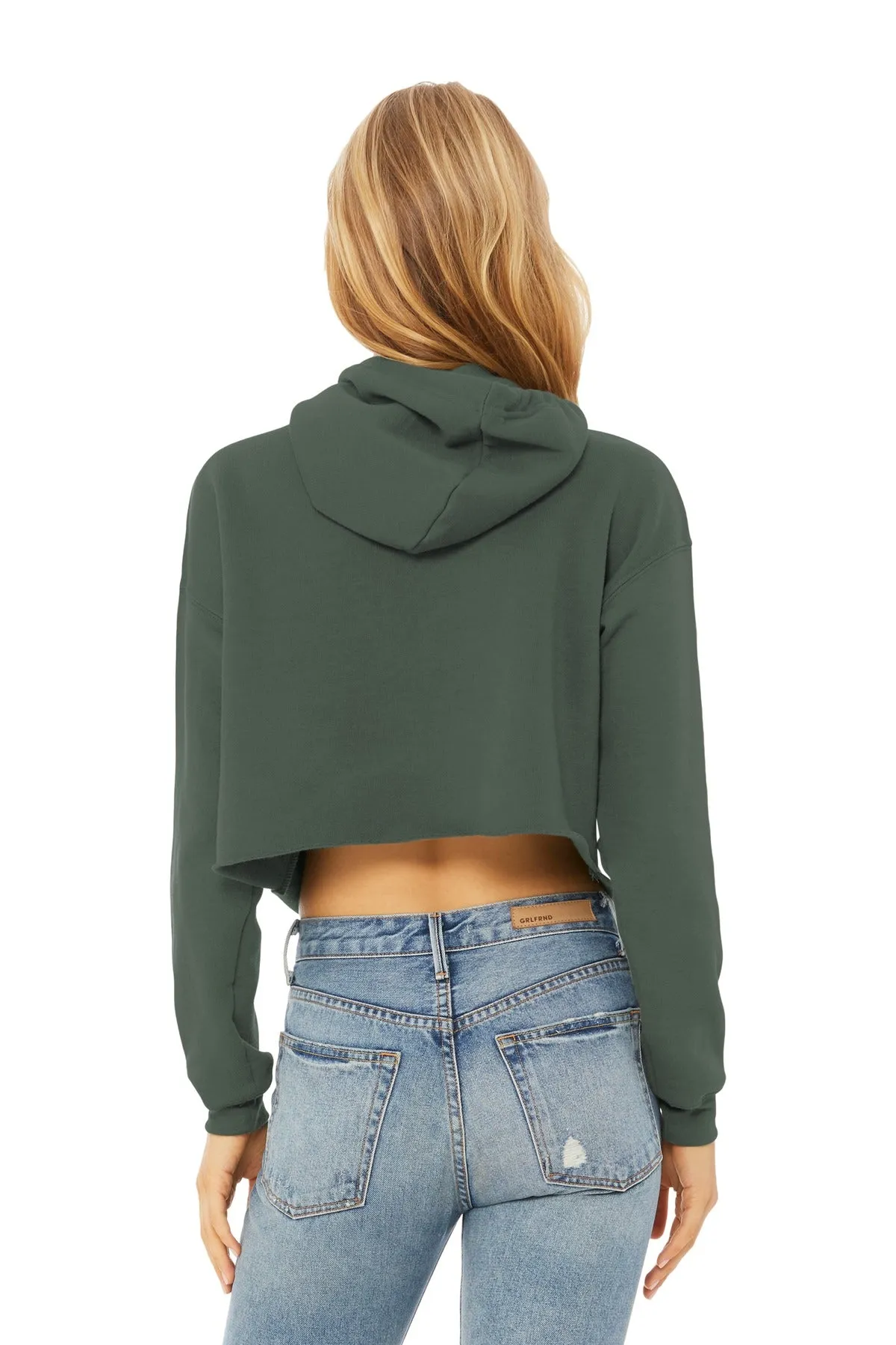BELLA CANVAS  Women's Sponge Fleece Cropped Fleece Hoodie. BC7502 Military Green