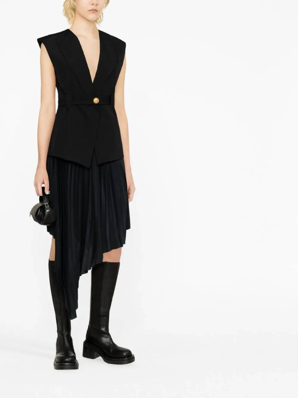 Belted wool vest