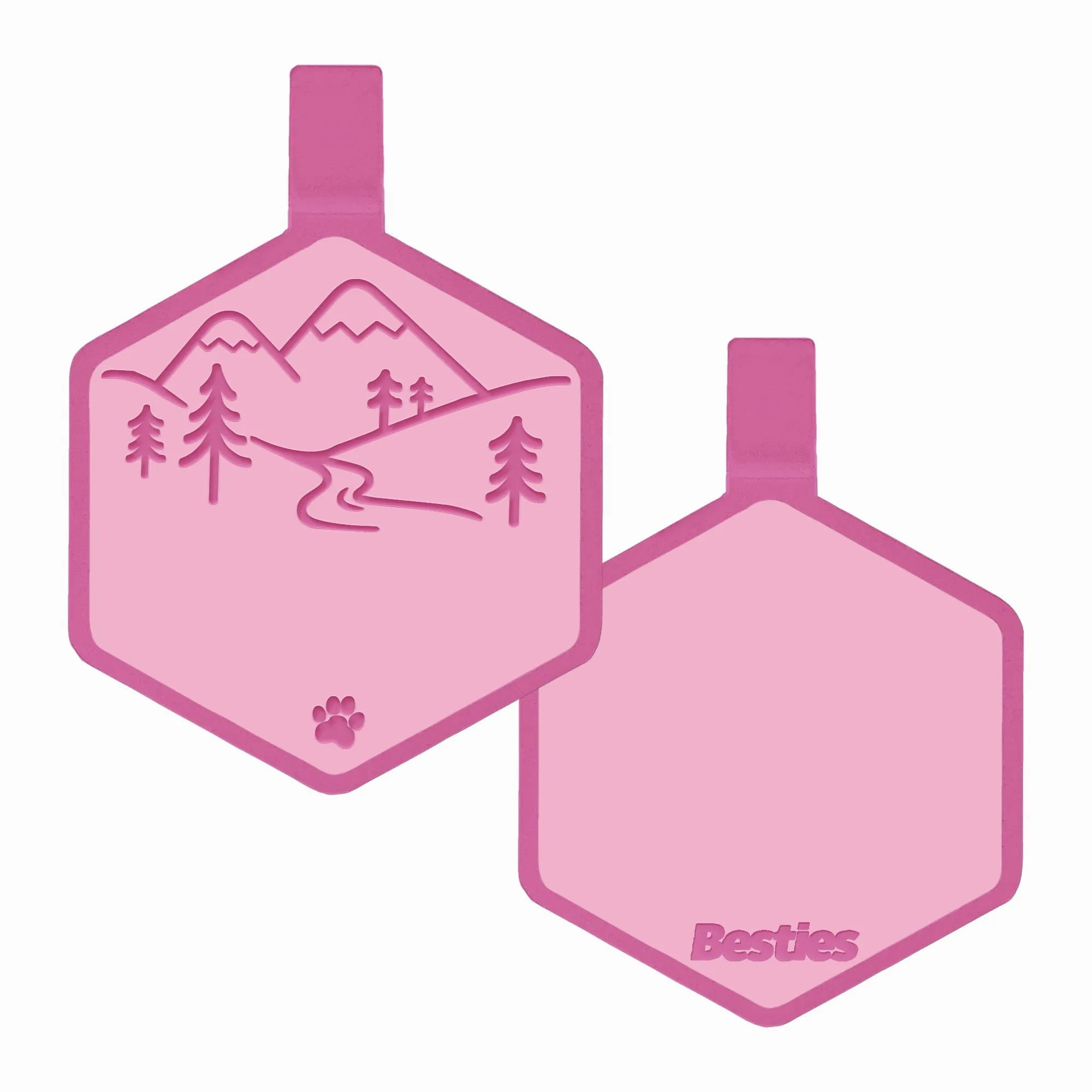 Besties Pets - Mountain Adventure Silicone Dog ID Tag: Sky Blue