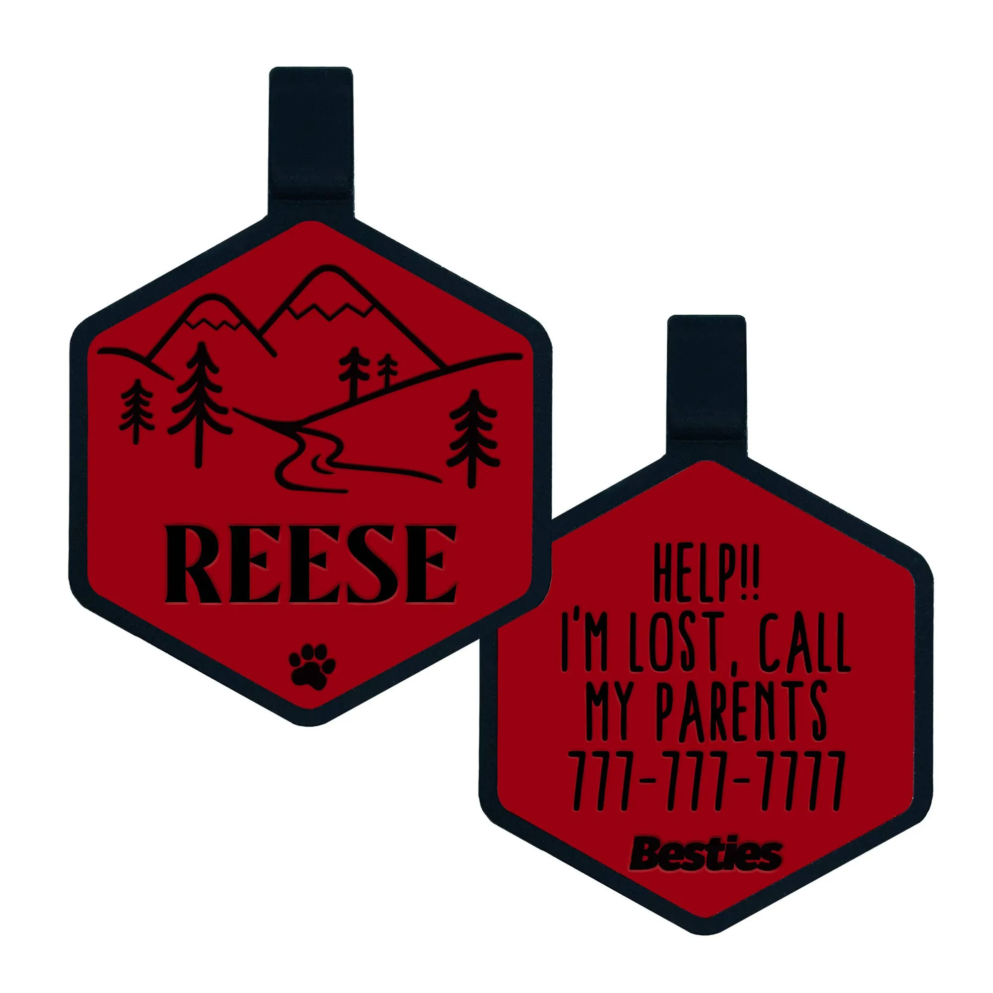 Besties Pets - Mountain Adventure Silicone Dog ID Tag: Sky Blue