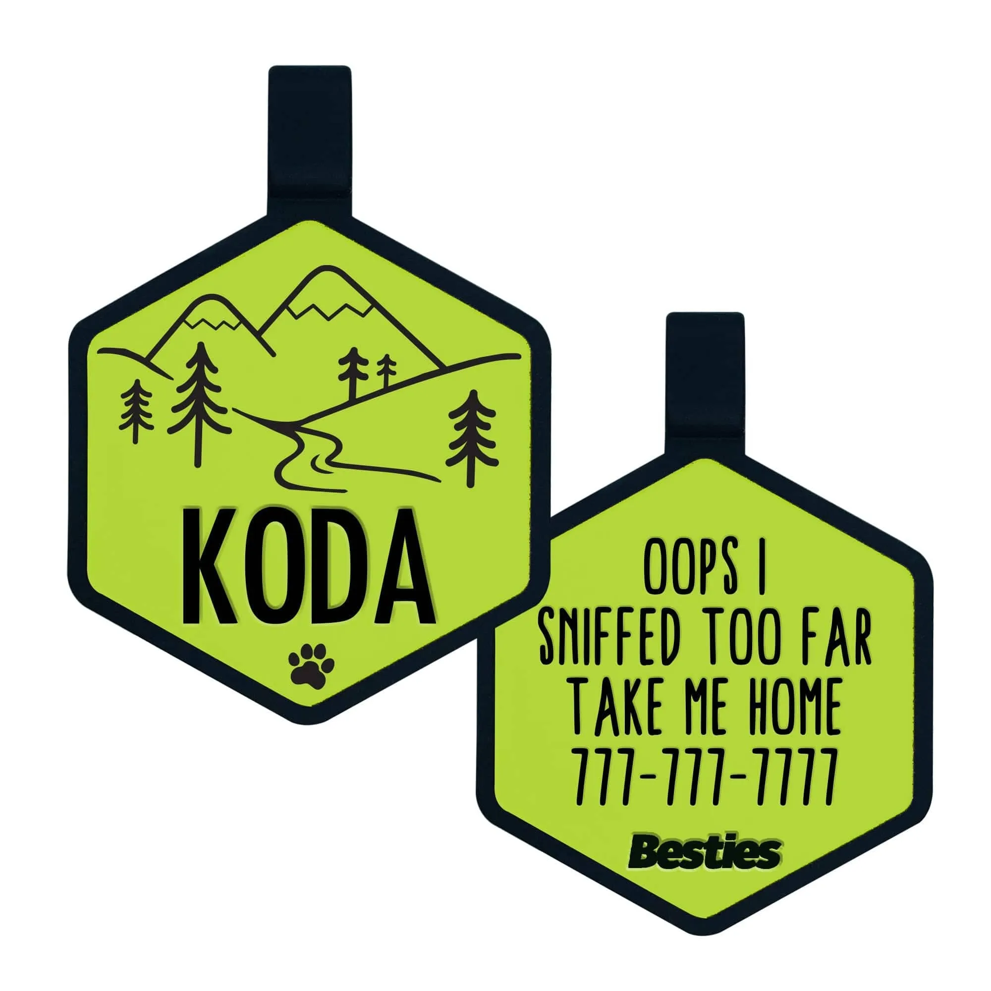 Besties Pets - Mountain Adventure Silicone Dog ID Tag: Sky Blue