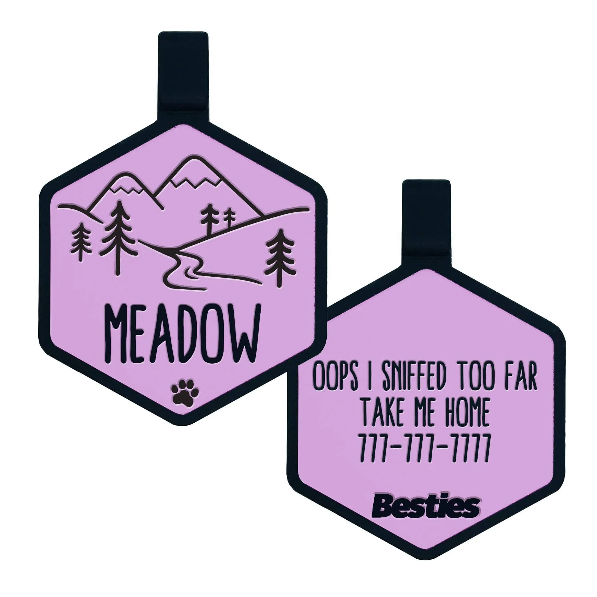 Besties Pets - Mountain Adventure Silicone Dog ID Tag: Sky Blue