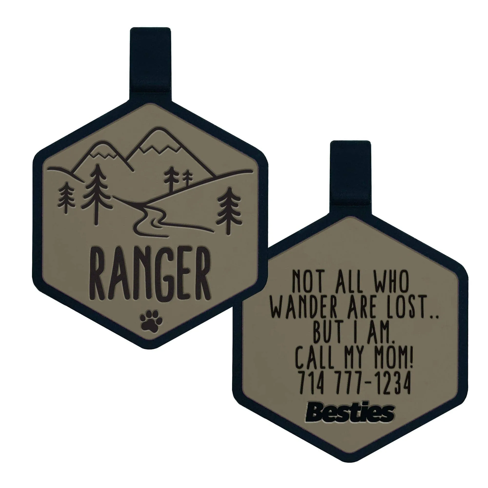 Besties Pets - Mountain Adventure Silicone Dog ID Tag: Sky Blue