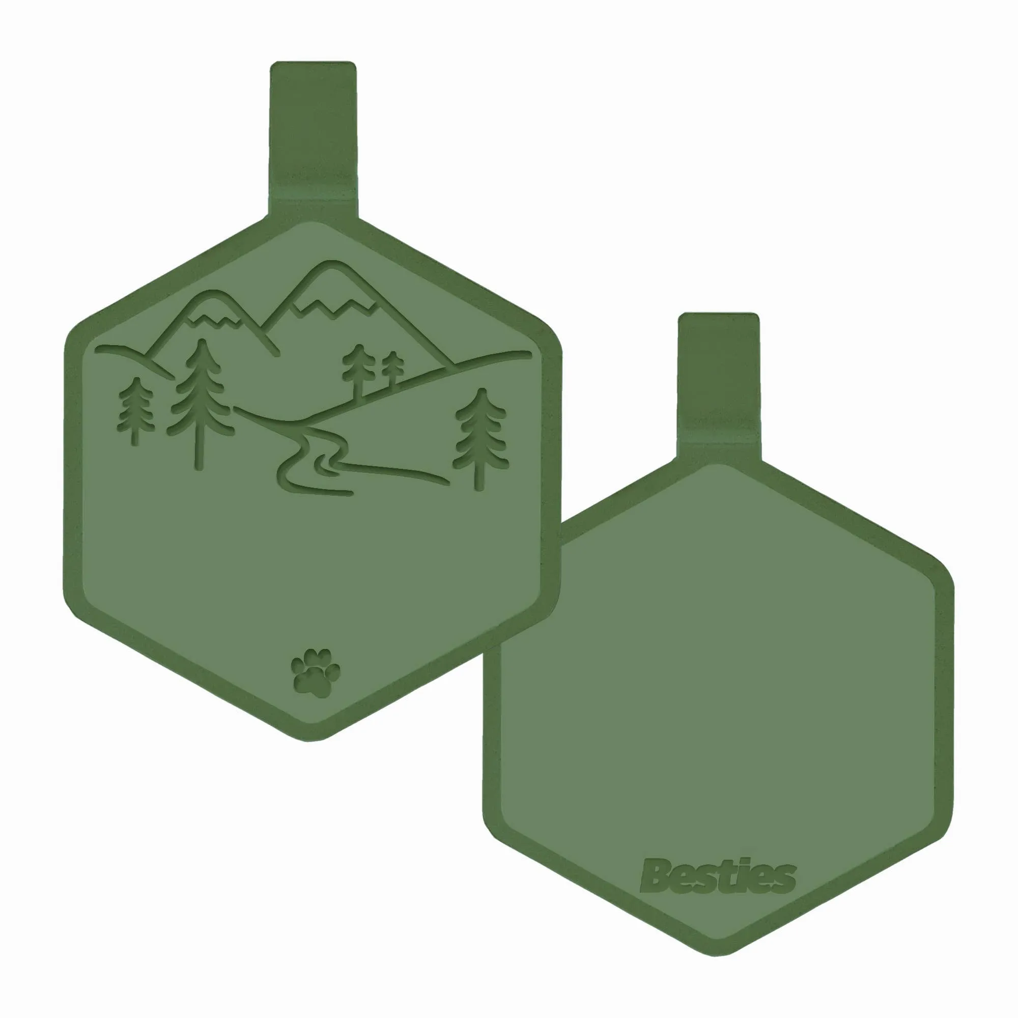 Besties Pets - Mountain Adventure Silicone Dog ID Tag: Sky Blue