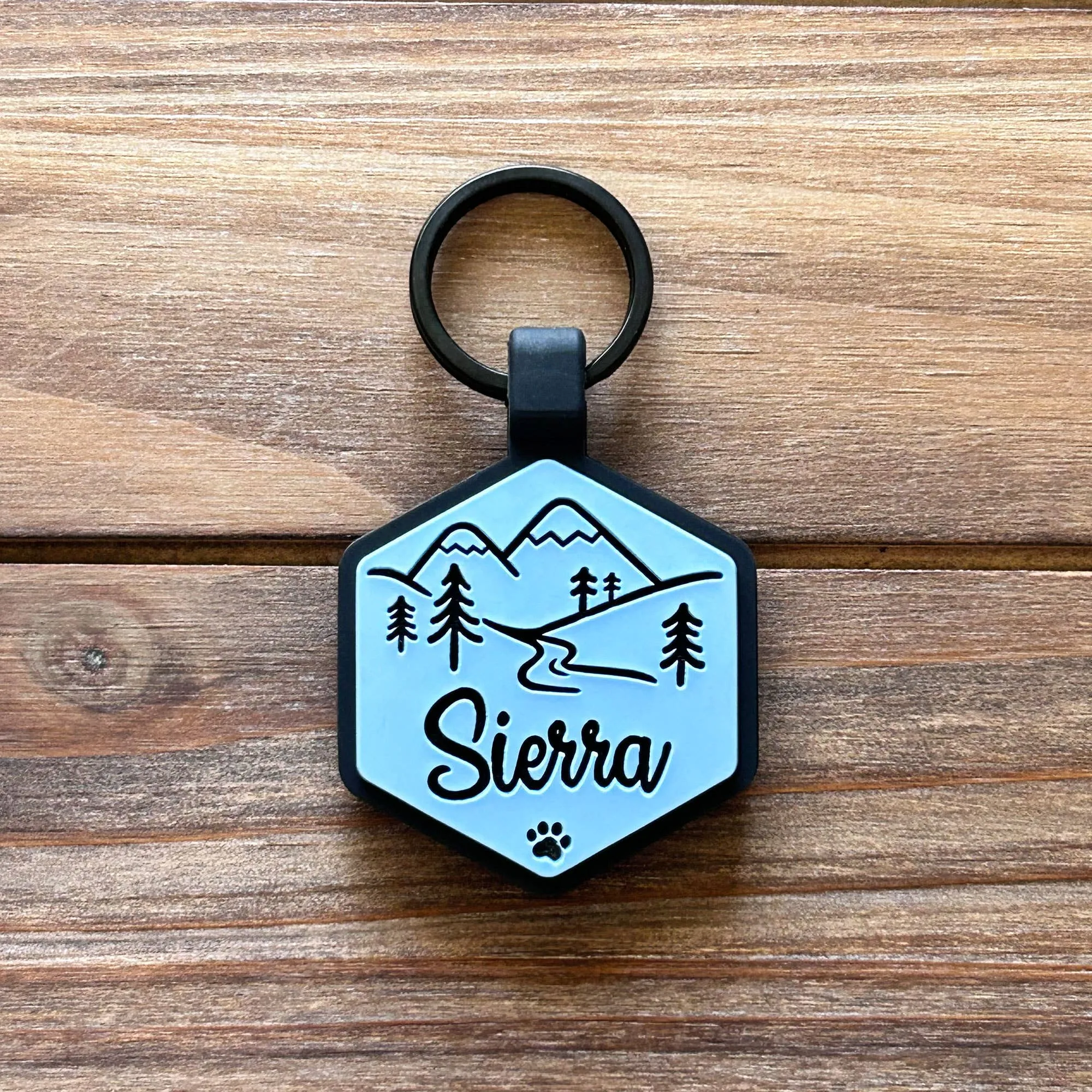 Besties Pets - Mountain Adventure Silicone Dog ID Tag: Sky Blue