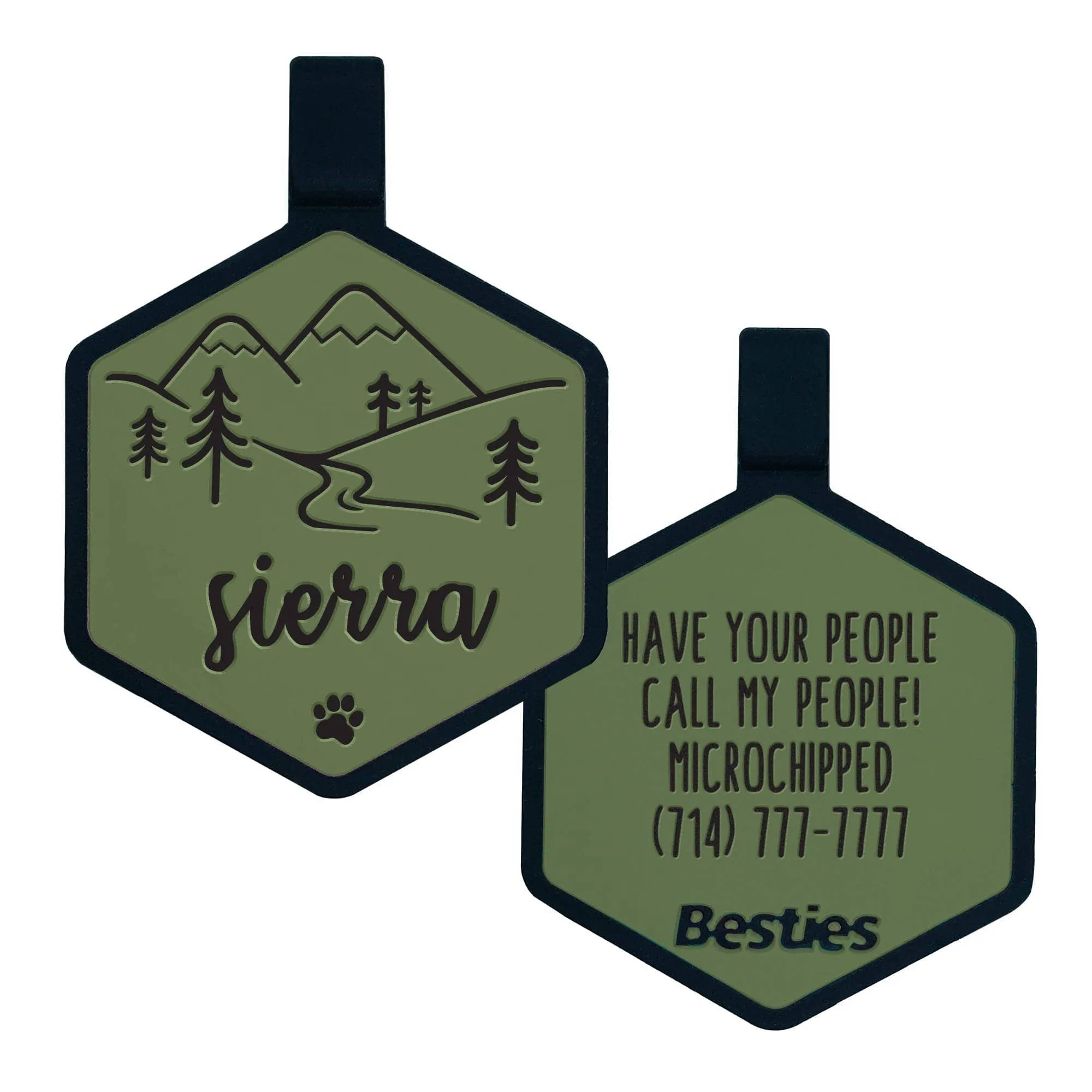 Besties Pets - Mountain Adventure Silicone Dog ID Tag: Sky Blue