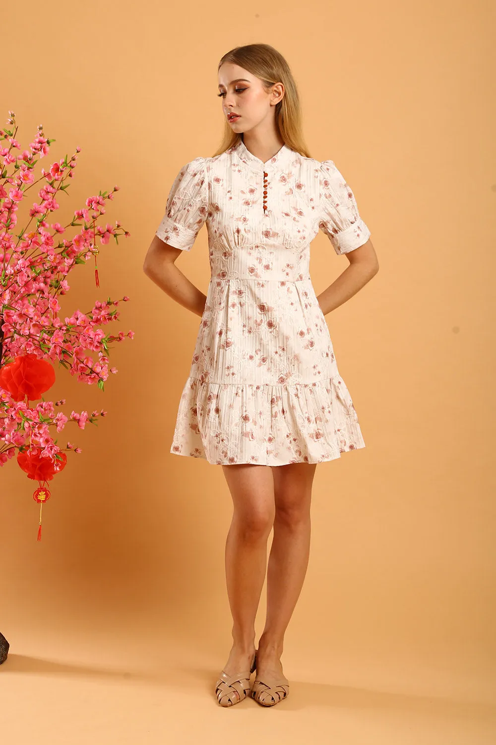 Bevelia Cheongsam in Rose Blush