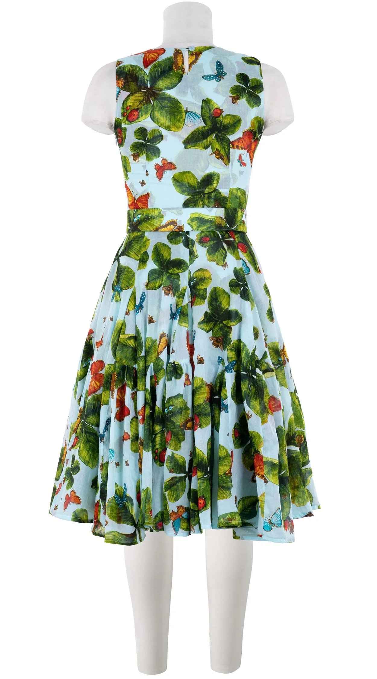 Birdy Dress #2 Crew Neck Sleeveless Cotton Musola (Clover Butterfly Small)