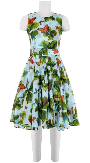 Birdy Dress #2 Crew Neck Sleeveless Cotton Musola (Clover Butterfly Small)