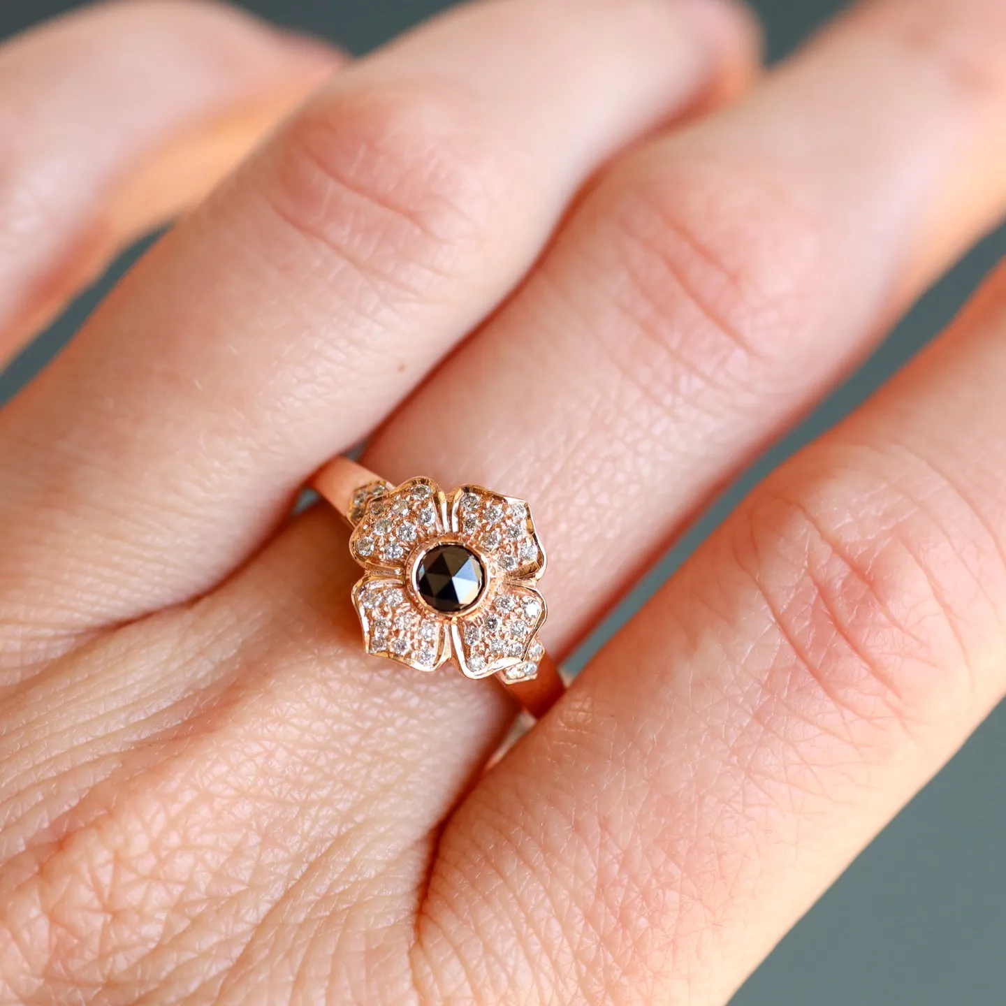 Black Rose Cut Diamond Ring
