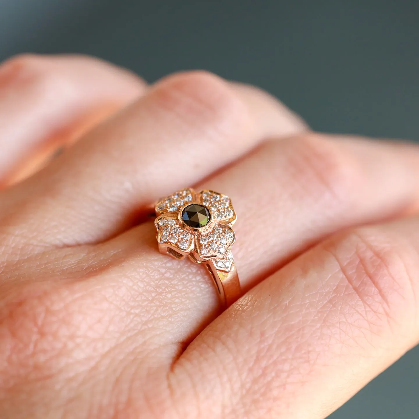 Black Rose Cut Diamond Ring