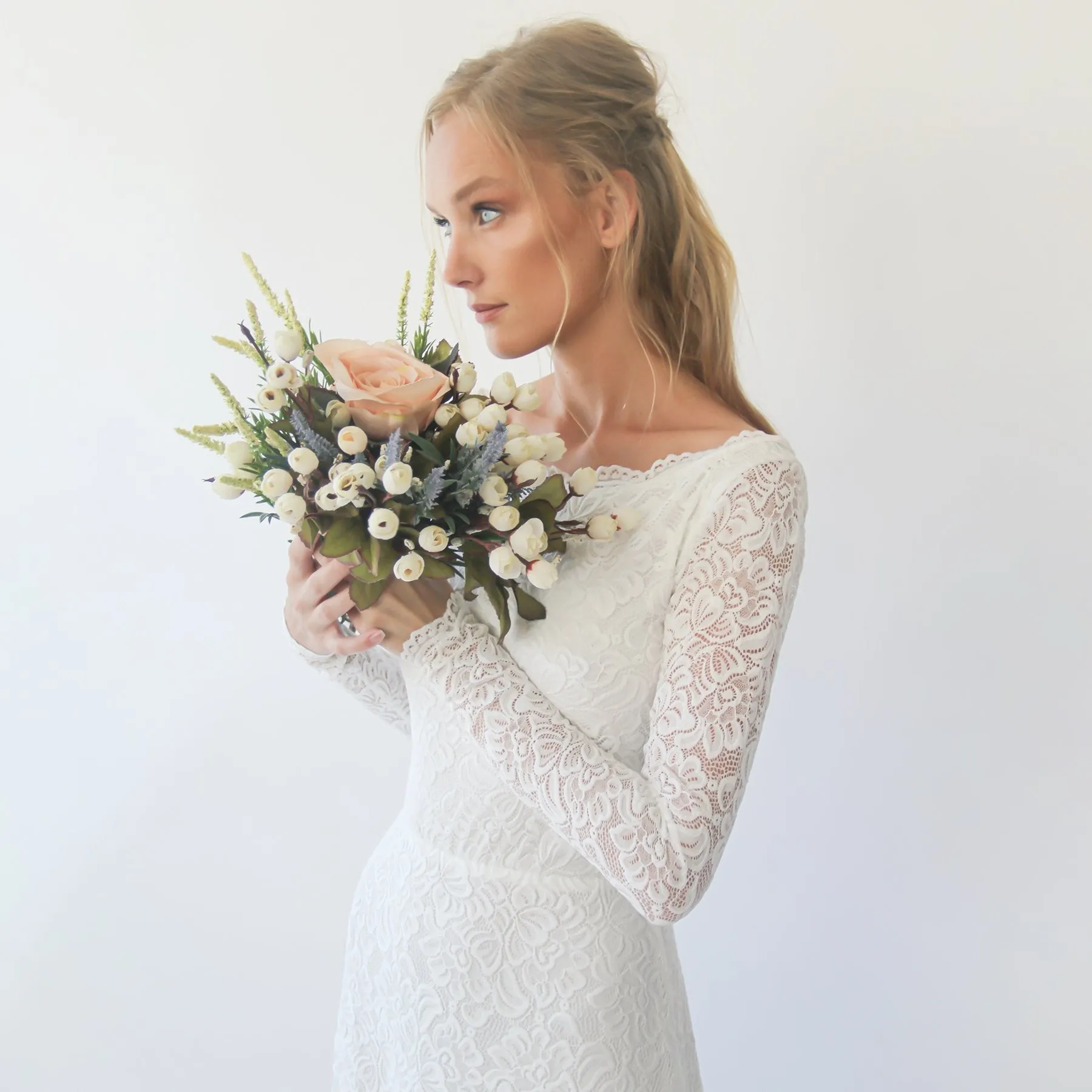 Boat neckline dress #1297