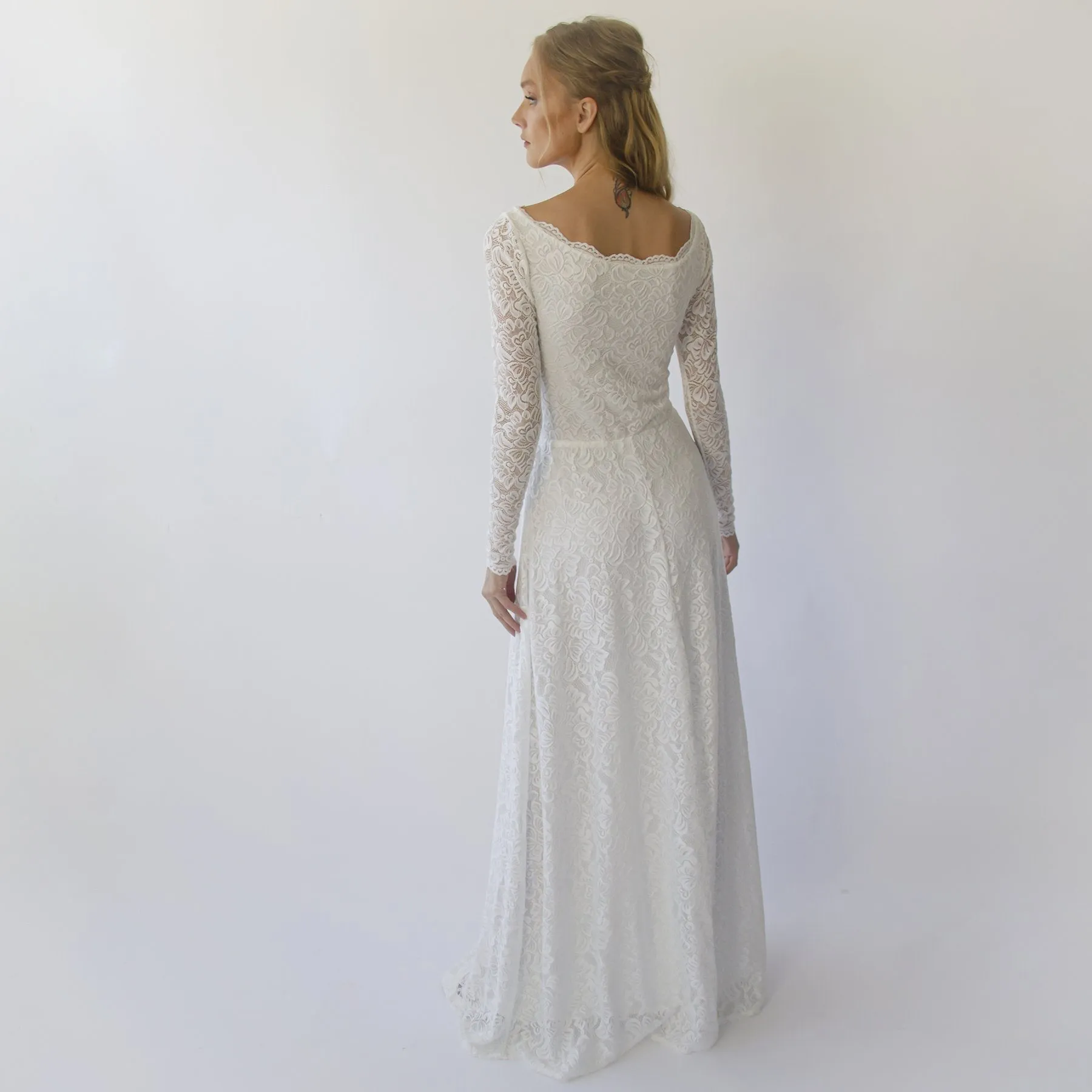 Boat neckline dress #1297