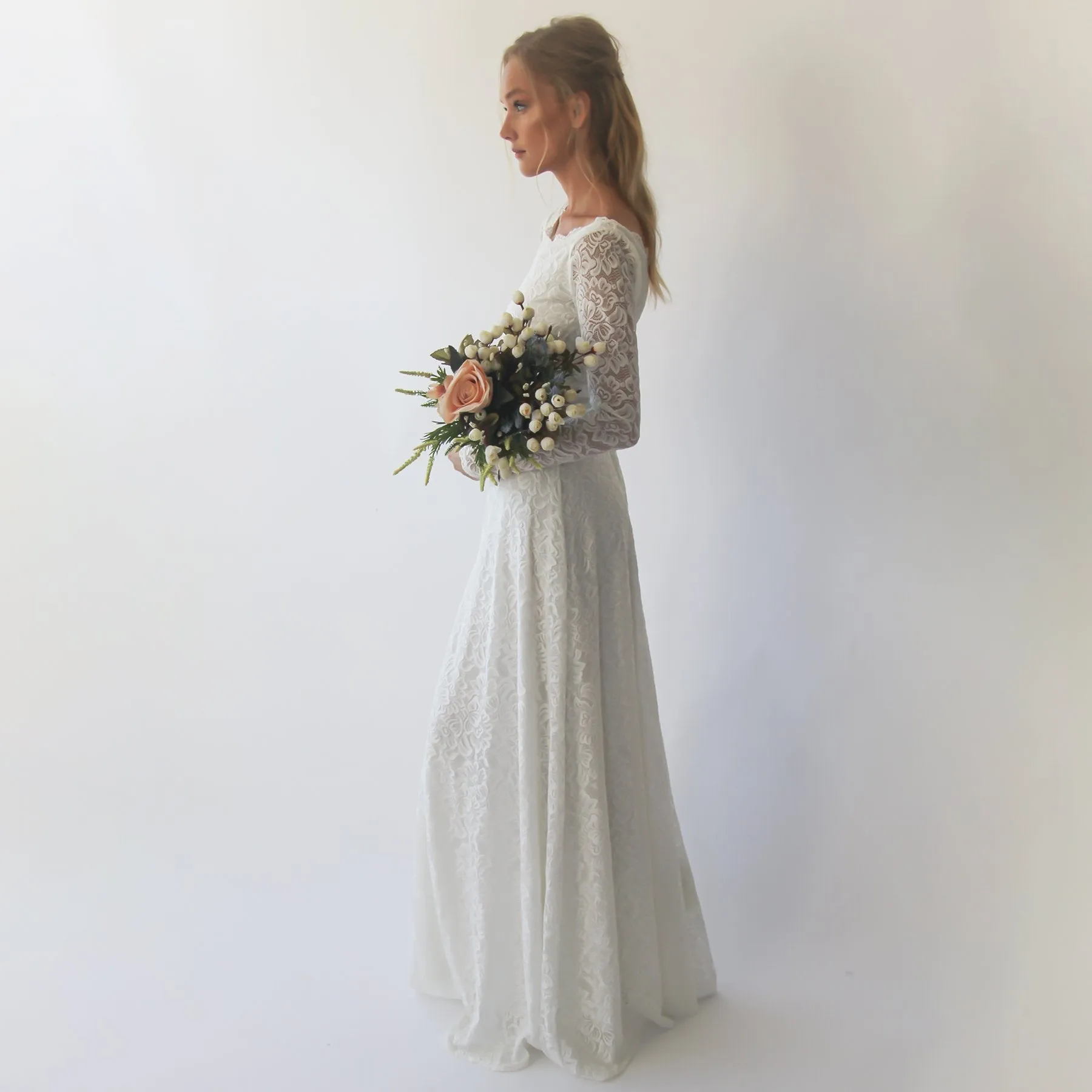 Boat neckline dress #1297